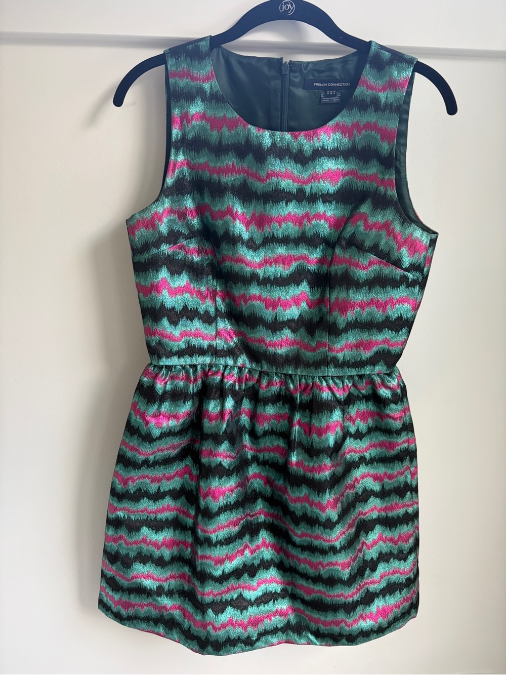 French Connection Teal & Pink Sleeveless Party Dress
